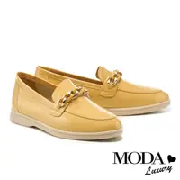 在飛比找momo購物網優惠-【MODA Luxury】經典時尚漆皮鏈條全真皮樂福低跟鞋(