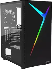 ATX Mid Tower Gaming Computer PC Case with Tempered Glass Swing Door, 1X 120Mm A