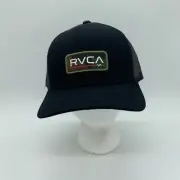 RVCA Men's Curved Trucker Snapback Hat Cap Logo Black Mesh One Size Adjustable