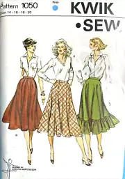 Kwik Sew 1050 Sz. 14-20 Misses Flared Skirt