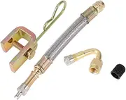 X AUTOHAUX 1 Set 45 Degrees Copper Tire Valve Extension with Durable Stainless Steel 125mm Tyre Valve Stem Extender for Car Motorcycle RV Truck Bike