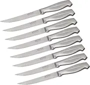 Wiltshire Stainless Steel Steak Knife Set, 8 Piece – Serrated Cutlery Knives with Ergonomic Handle, Silver