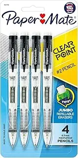 Paper Mate Clearpoint Mechanical Pencils 0.7mm, HB #2 Pencil Set, Art Supplies, Teacher Supplies, Sketching Pencils, Drafting Pencils, College School Supplies, Black Barrels, 4 Count