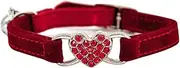 Kisangel Rhinestone Cat Chain Adjustable Collar for Small Kittens and Puppies - Pet Neck Chain with Bell - Red