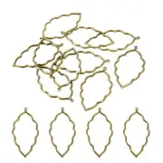 20Pcs Leaf Shape Alloy Open Back Bezel Pendants Resin Frame, Bronze