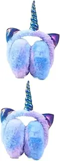 [LIFKOME] 2pcs Unicorn Earmuffs Winter Ear Muff Plush Ear Warmer Winter Ear Cover Warm Earmuff Unicorn Ear Warmer