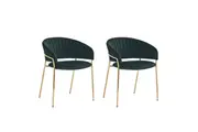 HomeStar Set of 2 Lex Velvet Fabric Dining Chair Gold Frame - Green