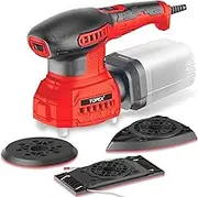 TOPEX 200W 3in1 Multi-Function Electric Sander Replaceable Sanding Base Plate Electric Power Sander Variable Speed Detail Sander with 3 Sanding Pads & Dust Box for Sanding Polishing