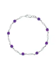 Gem Spark Silver 1.52 ct. tw. Diamond Amethyst Tennis Bracelet