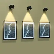 Wireless LED Picture Light with Remote LED Wall Sconce Motion Sensor Night Light Tri- Color Stepless Dimming Sunset Ambient Wall Lamp Adjustable Highlight Disp