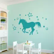 UNICORN & STARS Vinyl Wall Decal Girls Quote Words Nursery Room Home Decor
