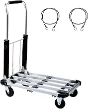 Foldable Push Cart Aluminum Alloy Platform Cart with 4-Wheel, 330-LB Capacity