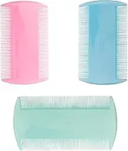LILY Wide Teeth Lice and Dandruff Hair Combs for Men and Women - Pack of 3