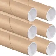 Retailsource P2018K-6 Kraft Mailing Tubes with Caps, 2-Inch by 18-Inch (6 Tubes)