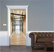 Door Stickers 3D Elevator Buttons Panel with Brushed Metal Texture Background Door Sticker Removable Self Adhesive Art Wall Decal Mural(E,85x215cm)