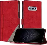 Netany Case for Samsung Galaxy S10E, PU Leather Flip Wallet Phone Case with Magnetic Card Slots Stand Function Case for Galaxy S10E - Red