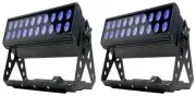 (2) American DJ UV LED BAR20 IR DMX Ultraviolet Bar Wash Blacklights with Remote