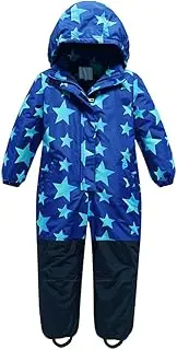 [Amur Leopard] Children's Ski Suit Boys Girls Snowsuit Warm Thick Skiing Snowsuit Waterproof Windproof, blue, 116