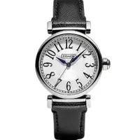 在飛比找momo購物網優惠-【COACH】官方授權C2 時尚經典黑色皮帶腕錶 錶徑32m