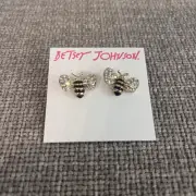New Betsey Johnson Black Yellow Bling Bumble Bee Gold Earrings