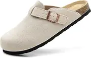 [VENECORE] Luna Women’s Clogs Suede Cork Footbed Sandals Adjustable Buckle Slip On Leather Mules Comfort House Shoes Indoor Outdoor