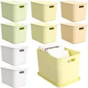 Hoolerry 8 Pcs Colorful Storage Bins with Lids and Handle Plastic Stackable B...