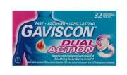 Gaviscon Dual Action Chewable Tablets Peppermint Heartburn & Indigestion 32 Pack