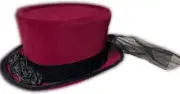 Deluxe BURGUNDY TOP HAT Black Lace Victorian Steampunk Vampire Clown Purple Cap