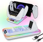 AriKroii For PS Portal and Controller Charging Dock,For PS Portal Charging Dock with RGB Light,For Playstation Portal Stand with Type C Charging Cable,3-in-1 For PS Portal Docking Station