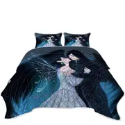 Fantasy Art Lovers Dark Angel and Sapphire Fairy Coverlet