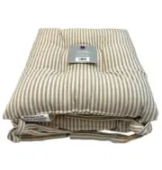 Lush Decor Chair Pad Set (2) 14 x 13 x 2.5" Ticking Stripe Neutral Cotton Blend