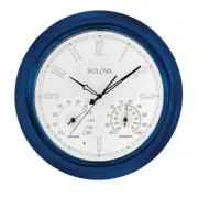 Bulova Wall Clocks 18" x 18" Quartz w/ 5-Hour Timer Round Metal/Glass Royal Blue