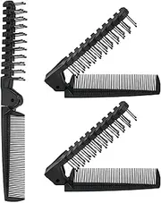 3Pcs Foldable Brush Comb, Travel Folding Hair Comb Anti-Static Plastic Portable Double Headed Massage Head Brush for Men Women(Black)