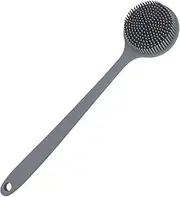 Silicone Back Brush with Long Handle, Double Sided Bath Body Brush Back Scrubber for Shower(Gray)