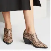 Tony Bianco Booties womens 6 Paris Leather Brown Multi Snake Ankle Shoes