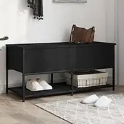 Generic Storage Bench Black 100x42.5x47 cm Engineered Wood,839023