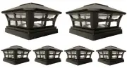 Solar Post Cap Light 6 Pcs 6x6 Solar Black Color Square Fence Post Cap Light