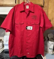 Dickies Men Size XL Fireball Whiskey Shirt NWT Red Cinnamon Men’s Mens Buttons