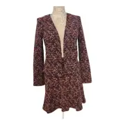 Ann Taylor Black Red Mottled Tweed Aline Skirt Blazer Jacket Suit Set Small S 6