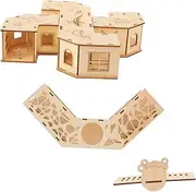 1Set Funny Hamster Tunnel Maze Wooden Pet Habitat House with Bunkers Seesaws Durable Safe and Engaging Activity for Pets to Explore and Play