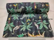 Indien Queen Animal Print Blanket Black Summer Cotton Home D?cor Kantha Quilt