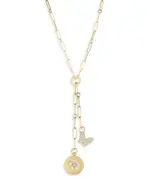 Roberto Coin 18K Yellow Gold Daisy Diamond Flower Disc & Butterfly Lariat Necklace, 17 - Exclusive