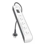 Belkin 4-Outlet Surge Protector with 2M Power Cord - White/Grey (BSV400au2M),Rated to withstand power surge of 525 Joules Damage-resistant