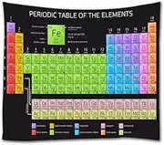 A.Monamour Periodic Table of The Elements with Atomic Number Weight and Symbol Black Background for Chemistry Lovers Boho Hippie Mandala Wall Hanging Tapestry Wall Mural Art Decors Tablecloth 60"x80"