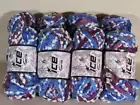 Ice Yarn 8 Skeins SALSA Blue, White, Mauve Bulky Yarn Acrylic/Nylon