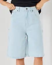 [Dickies] Dickies Women's Light Denim Shorts in Sky Blue Size 2 2 Sky Blue