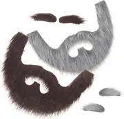 2 Sets Self Adhesive Fake Mustaches And Eyebrows Set Fake Beard Material Novelty Mustaches For Costume And Halloween Festival Party