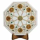 12" White Marble Table Top Coffee antique Side Inlay Lapis Mosaic Home Decor