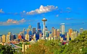 Anime Blue City Cityscape Man Made Seattle Sky Gaming Mat Desk 16684