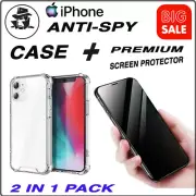 IPhone 11 12 13 14 15 16 Pro Max XR X/XS Case and Anti-Spy Screen Protector AU
